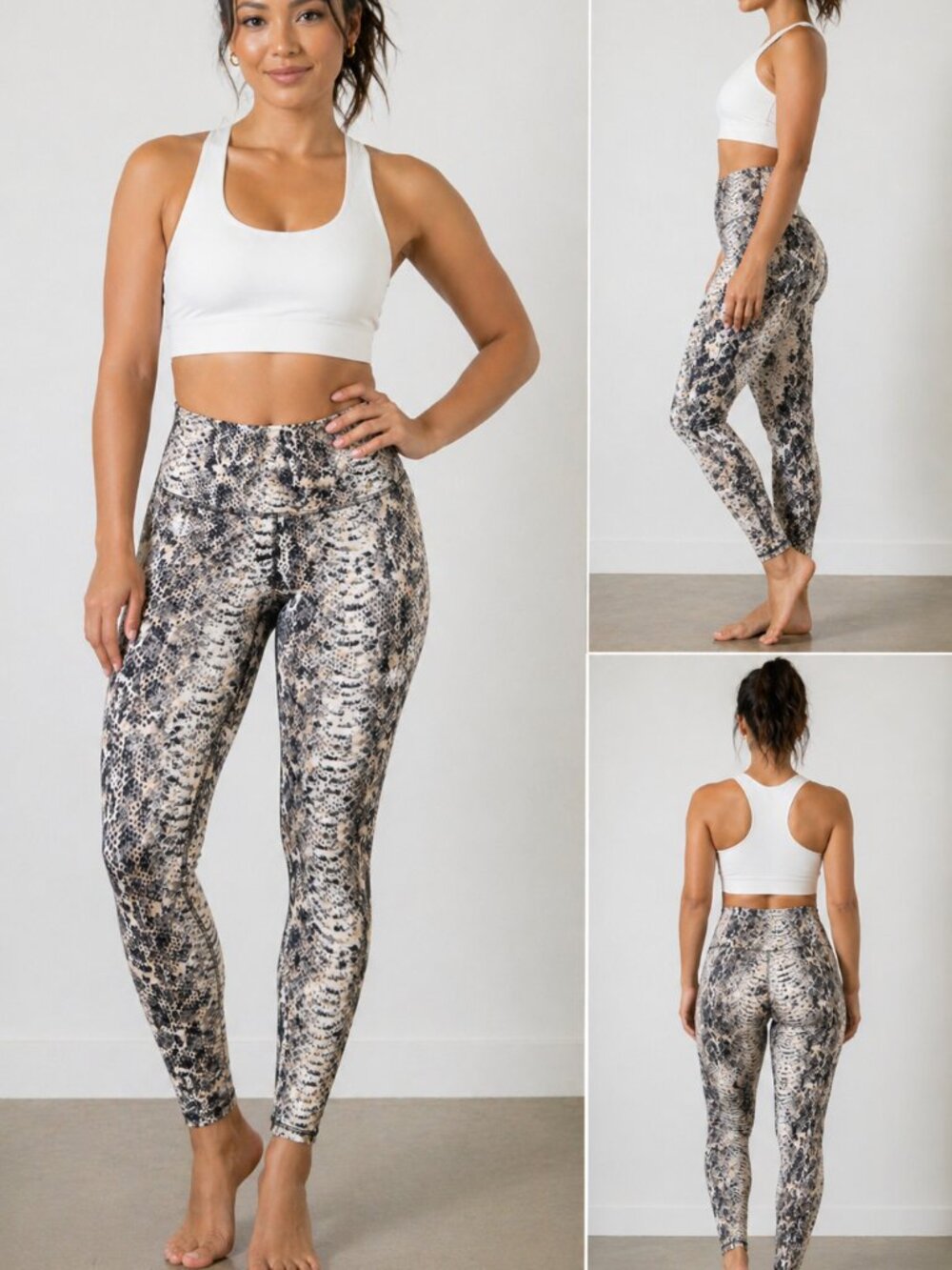 Balance Collection Snake Print Leggings High Rise Yoga Pants L Black White